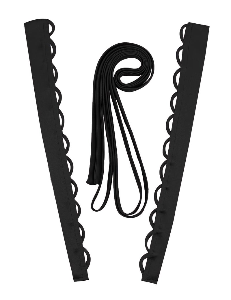QRBTSCL Women's Wedding Dress Loops Extender Adjustable Fit Satin Corset Back Kit Loops Lace up for Prom Dress Black 16 Inches - Image 1